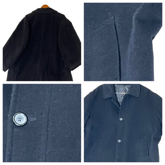 Chaps Men's Black Wool Blend Peacoat Size 46R Preppy Goth Warm Oversized - Picture 4 of 16